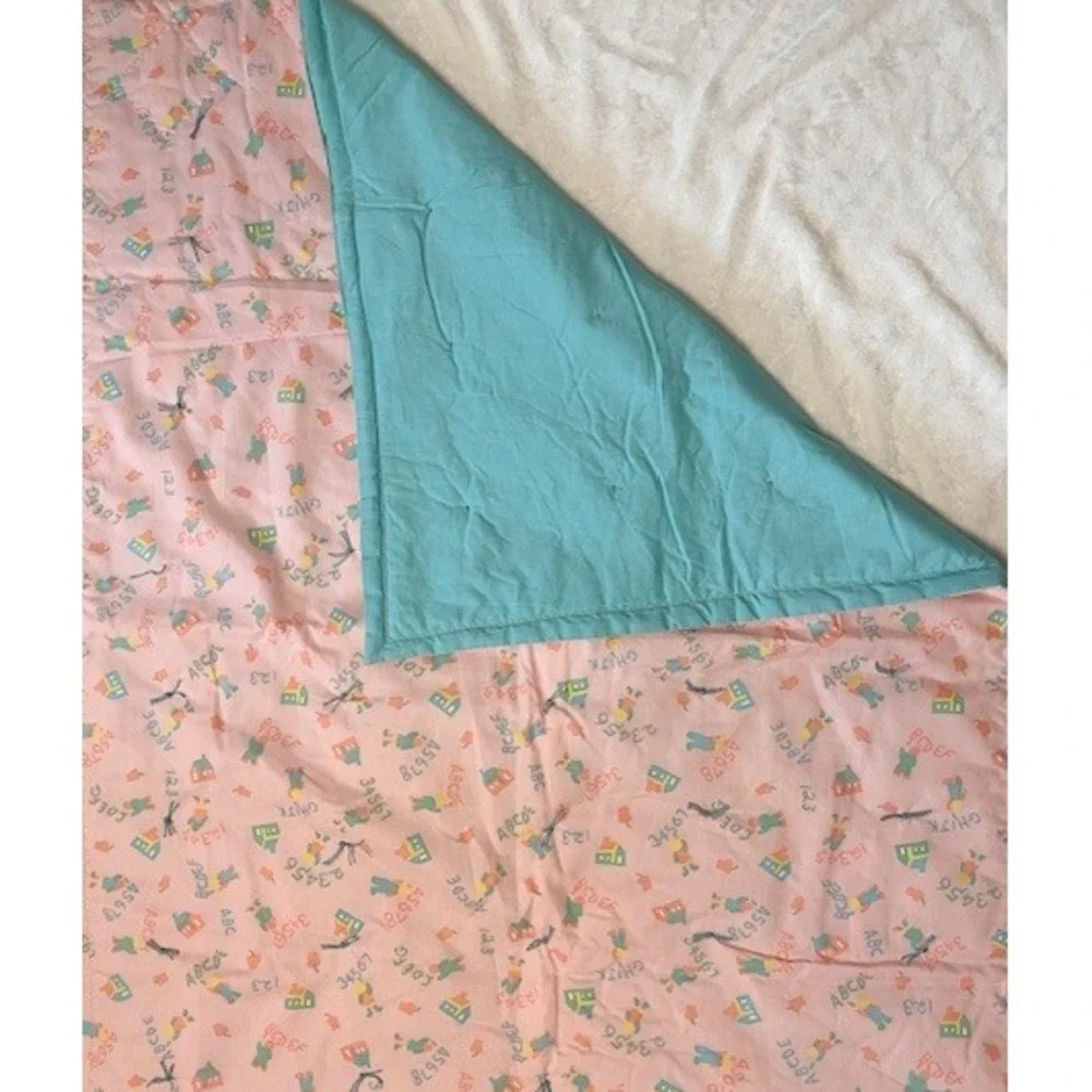 Vintage Pink and blue‎ alphabet school baby blanket